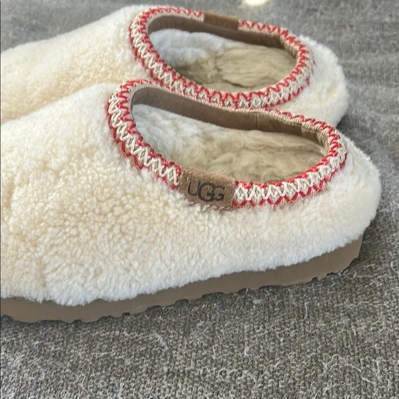 UGG Curly Tazman Slipper Cream Red Trim Women’s 5 - Picture 5 of 11